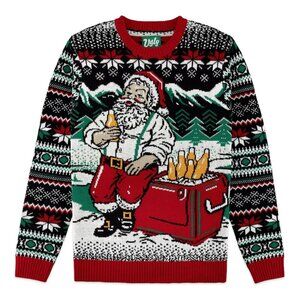 The Ugly Sweater Co Ugly Christmas Sweater Santa Drinking Beer Men's Size Medium